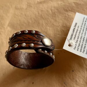 Leather Bracelet with Leaf Pattern