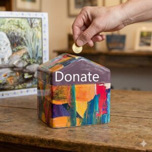 Hand placing coin in vault designed box